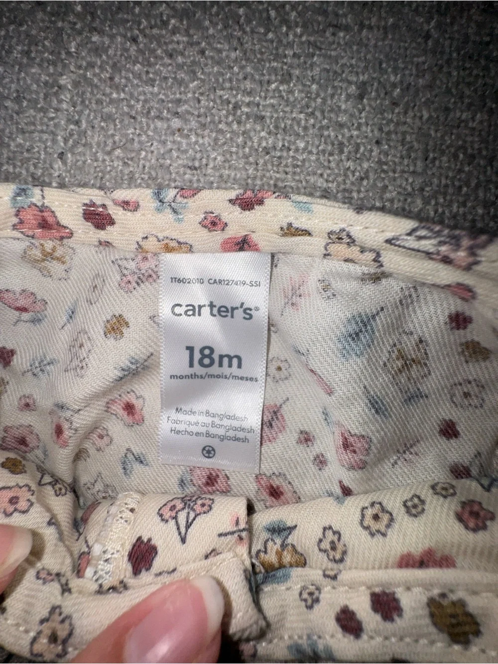Carter's Cream Floral Ruffle-Detail Long Sleeve Top with Pink & Yellow Accents